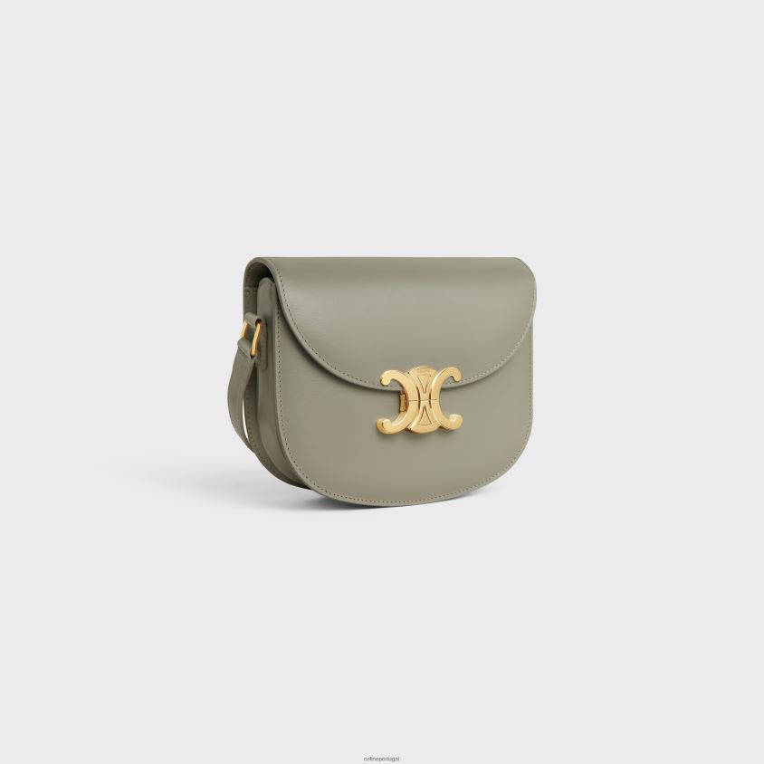 mulheres acessórios CELINE besace clea em couro de bezerro brilhante Argila verde T204R173