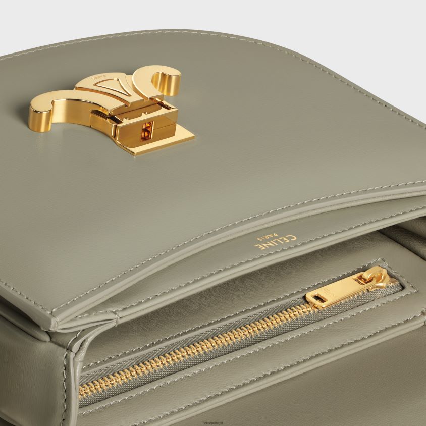 mulheres acessórios CELINE besace clea em couro de bezerro brilhante Argila verde T204R173