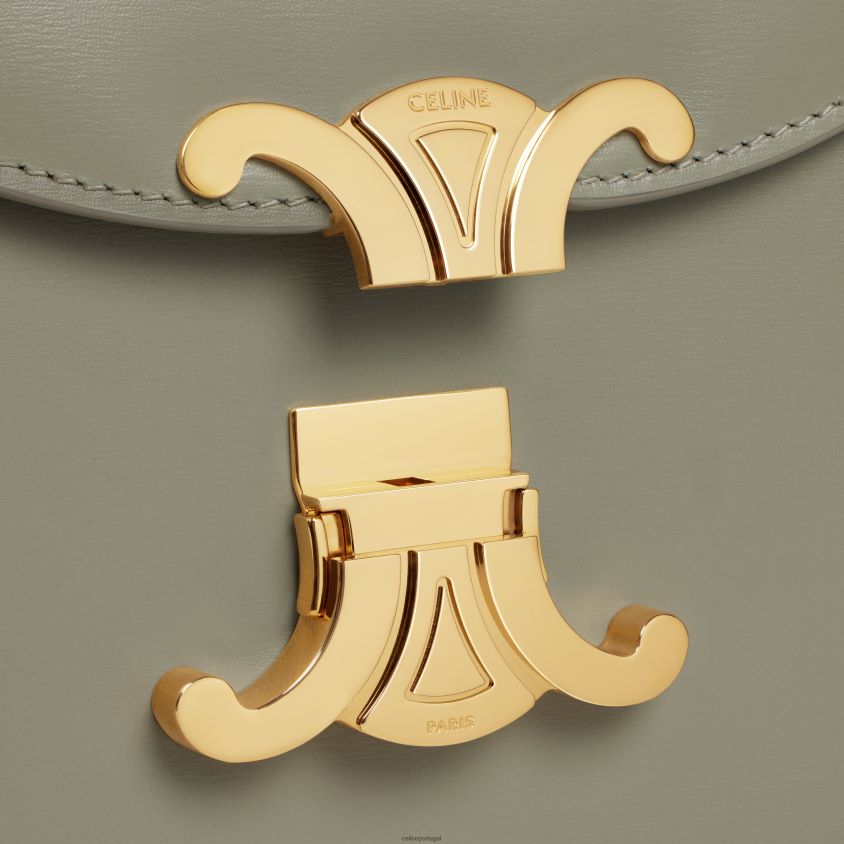 mulheres acessórios CELINE besace clea em couro de bezerro brilhante Argila verde T204R173