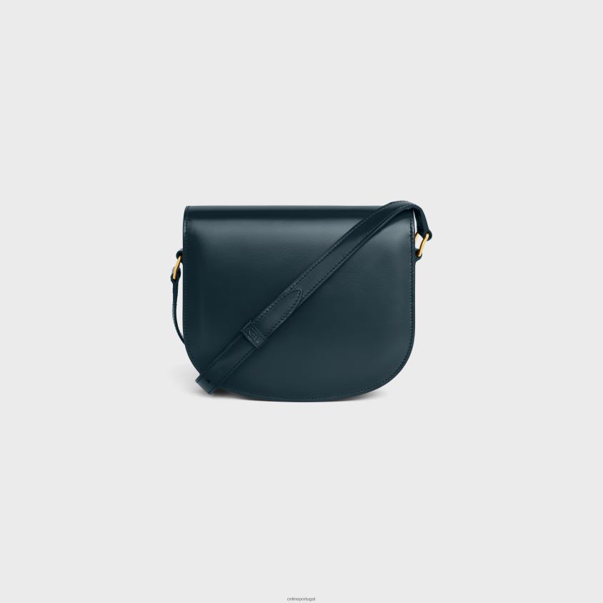 mulheres acessórios CELINE besace clea em couro de bezerro brilhante azul-marinho T204R172