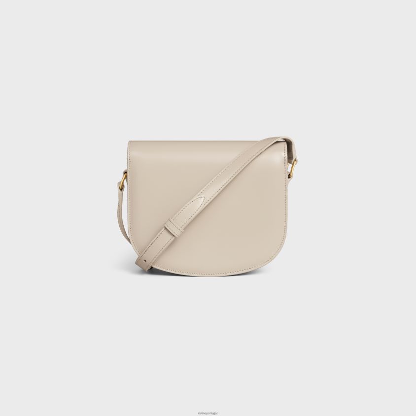 mulheres acessórios CELINE besace clea em couro de bezerro brilhante pedra clara T204R59