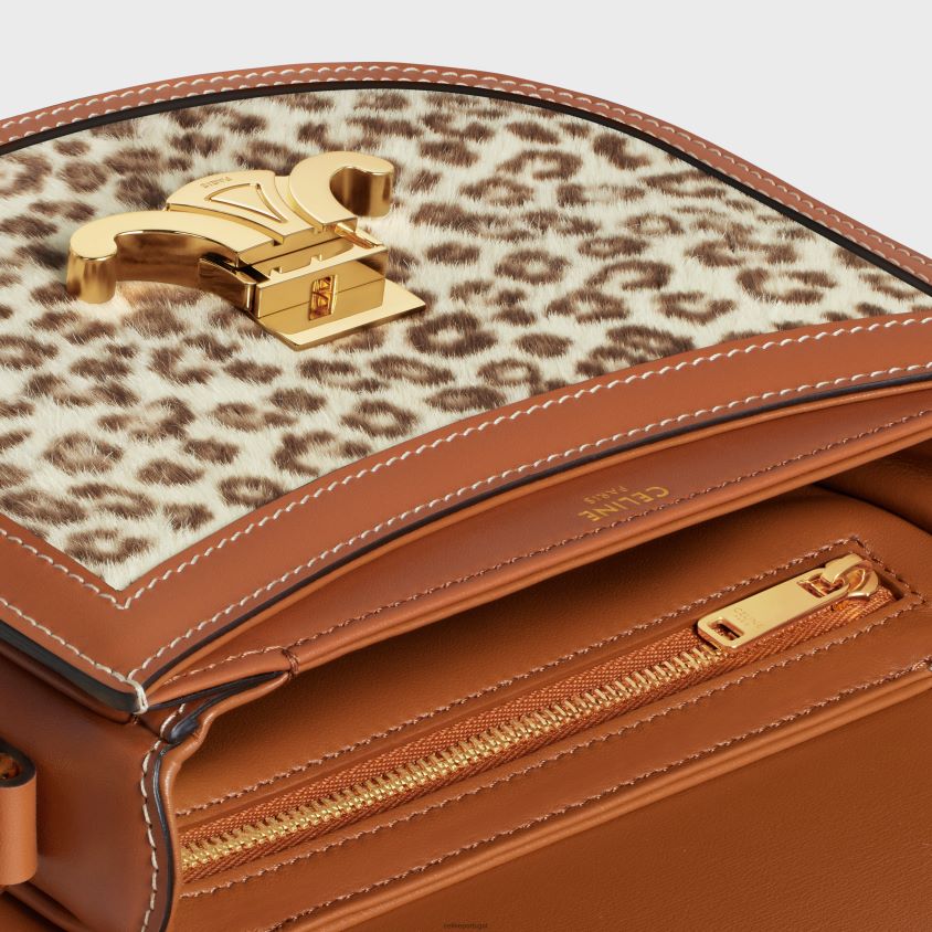 mulheres acessórios CELINE besace clea em couro de bezerro pônei com estampa leopardo T204R175
