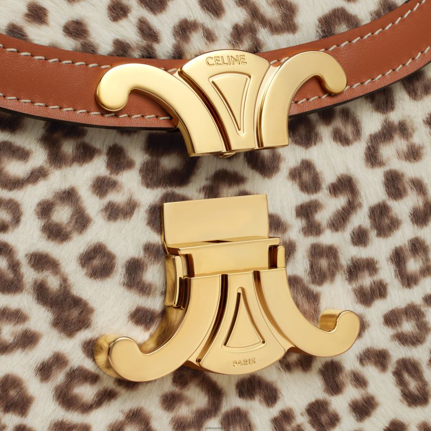 mulheres acessórios CELINE besace clea em couro de bezerro pônei com estampa leopardo T204R175