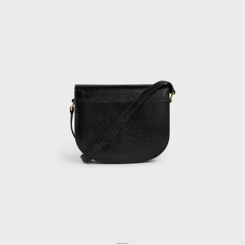 mulheres acessórios CELINE besace clea em lagarto preto T204R176