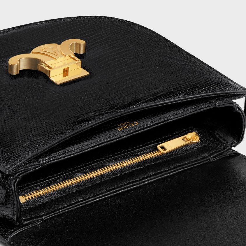 mulheres acessórios CELINE besace clea em lagarto preto T204R176