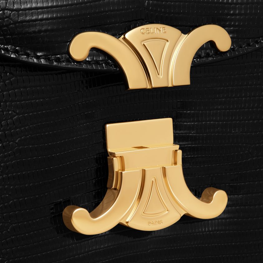 mulheres acessórios CELINE besace clea em lagarto preto T204R176