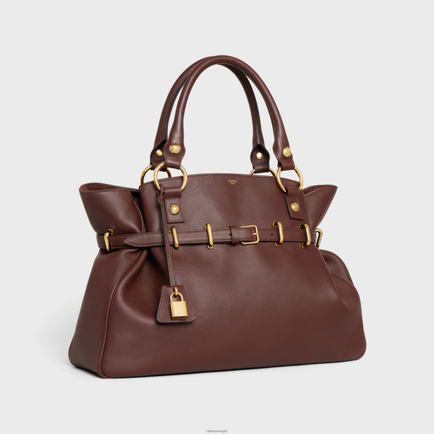 mulheres acessórios CELINE bolsa anita média em couro de bezerro macio castanha T204R274