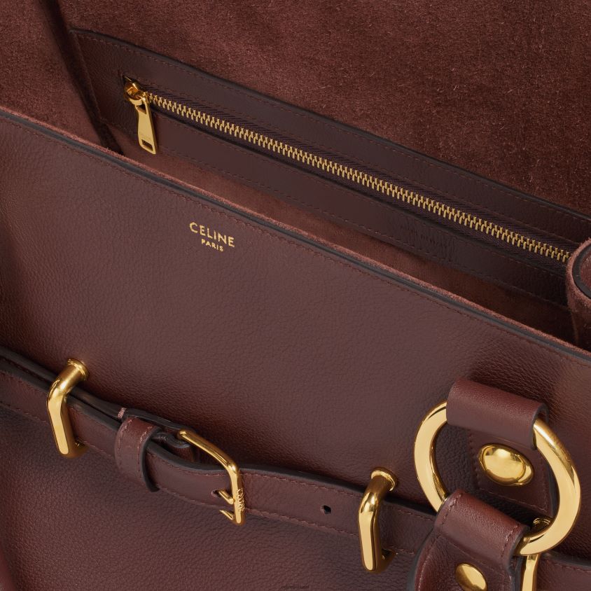 mulheres acessórios CELINE bolsa anita média em couro de bezerro macio castanha T204R274