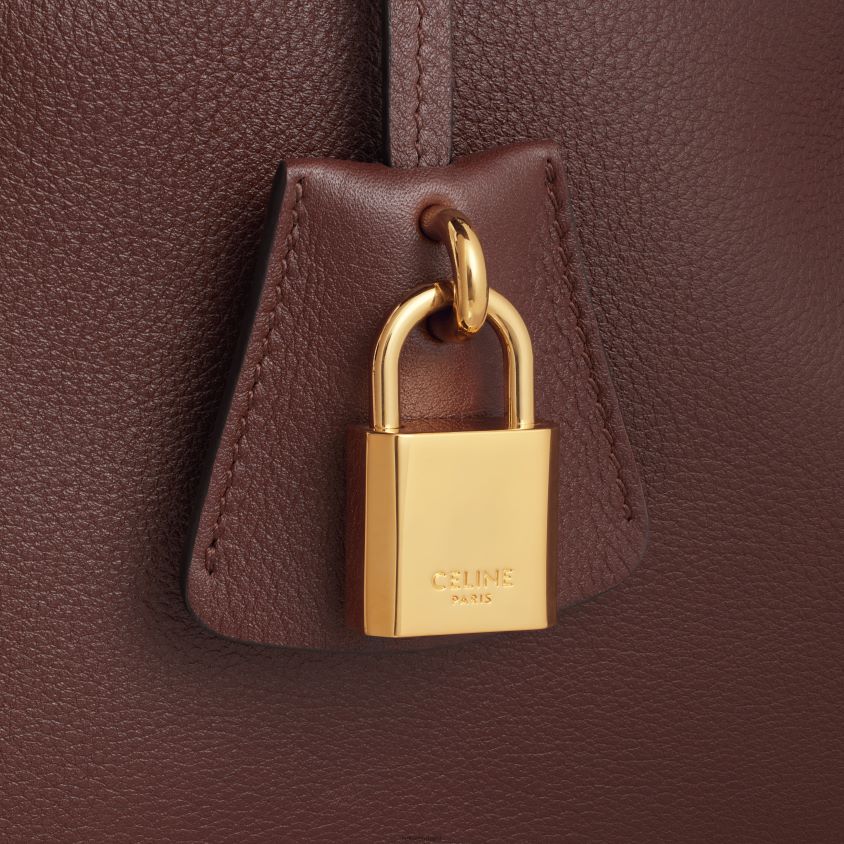 mulheres acessórios CELINE bolsa anita média em couro de bezerro macio castanha T204R274