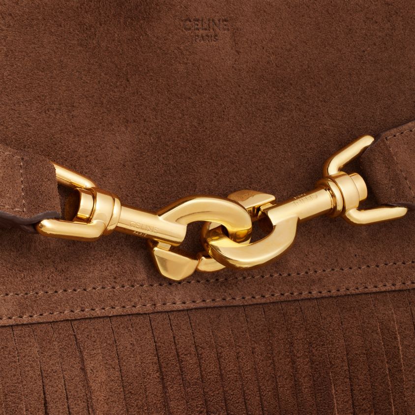 mulheres acessórios CELINE bolsa annabel média com franjas em couro de bezerro camurça marrom T204R276