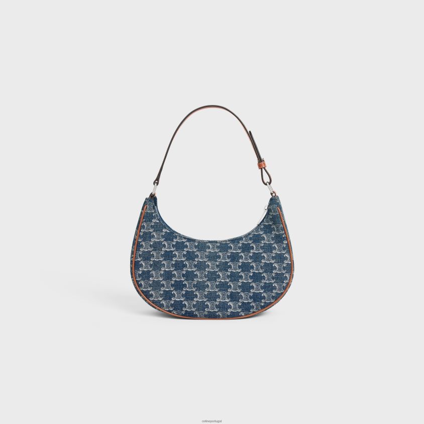 mulheres acessórios CELINE bolsa ava em jeans com triomphe por toda parte e couro de bezerro jeans/prata T204R63