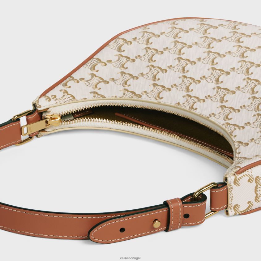 mulheres acessórios CELINE bolsa ava em lona triomphe e couro de bezerro branco T204R160