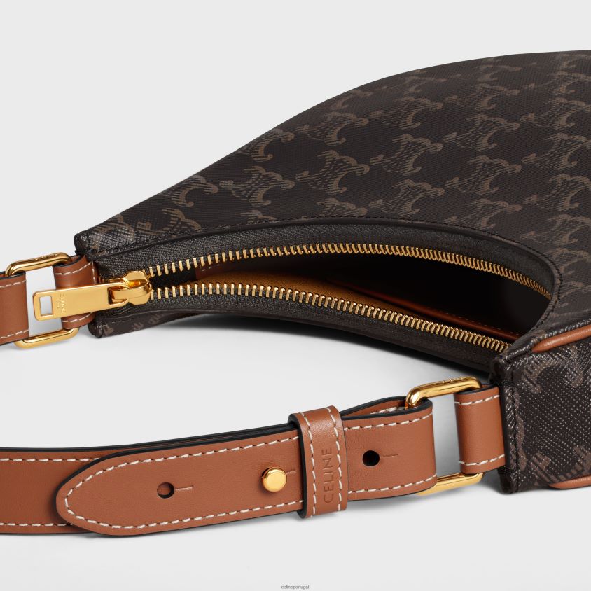 mulheres acessórios CELINE bolsa ava em lona triomphe e couro de bezerro bronzeado T204R158