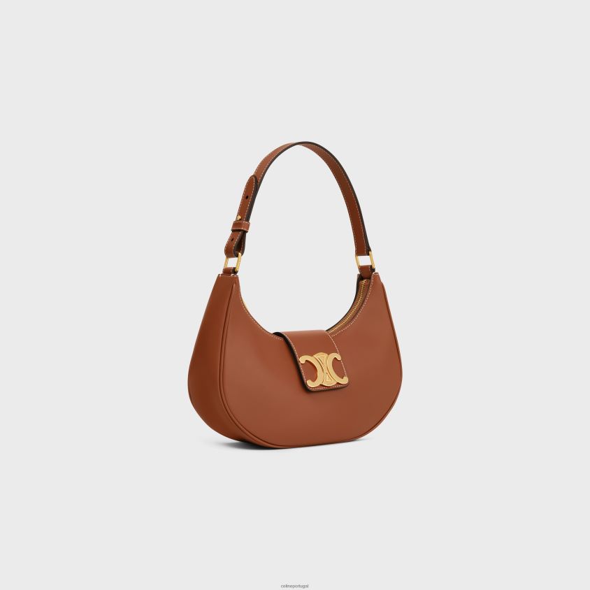 mulheres acessórios CELINE bolsa ava triomphe média em couro de bezerro liso bronzeado T204R60