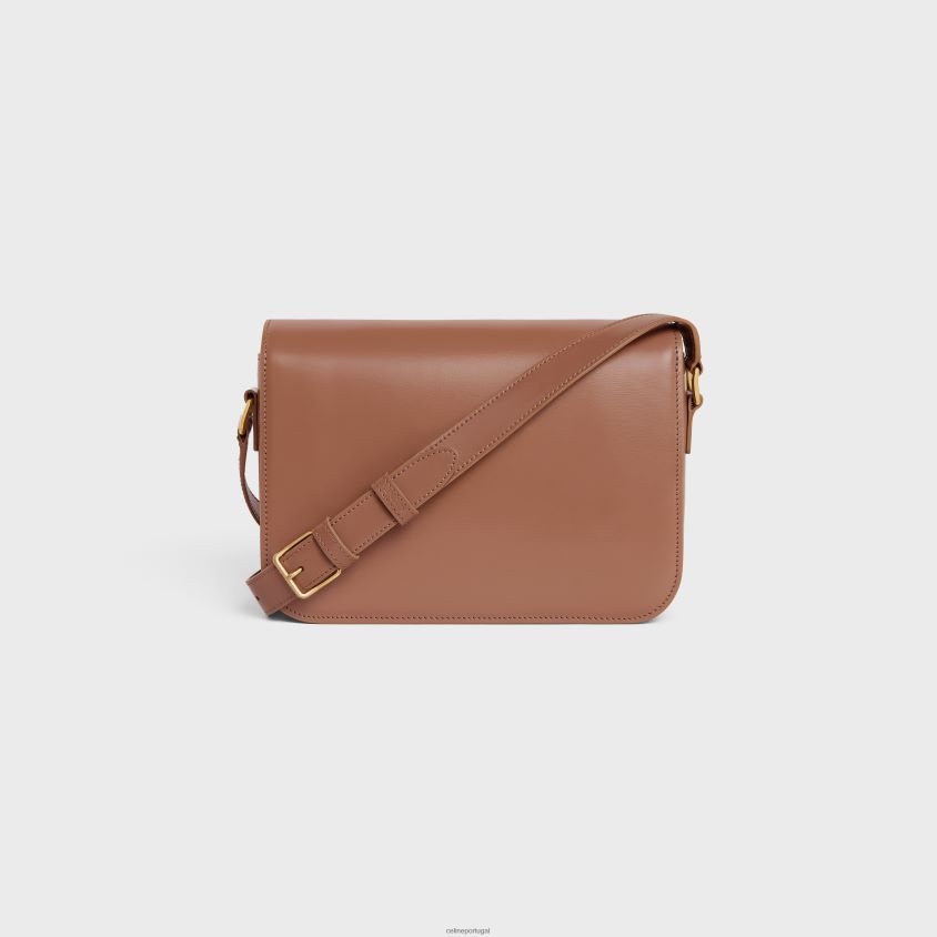 mulheres acessórios CELINE bolsa clássica triomphe em couro de bezerro brilhante bronze T204R96