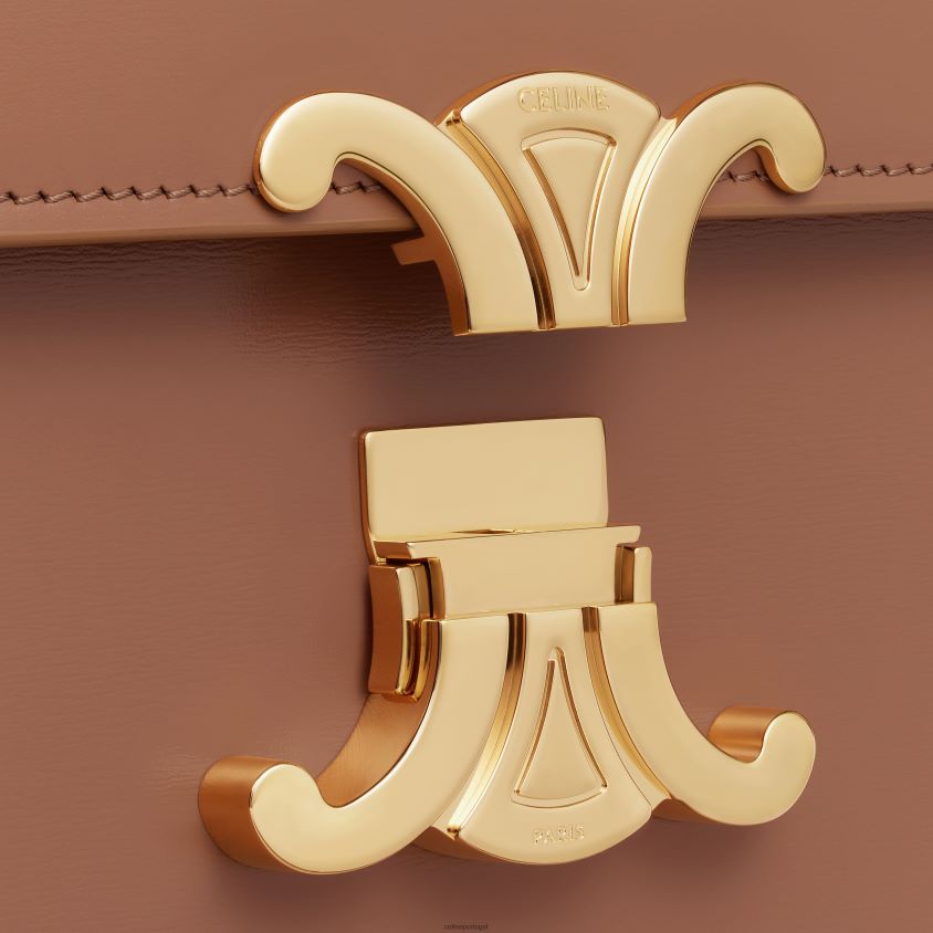 mulheres acessórios CELINE bolsa clássica triomphe em couro de bezerro brilhante bronze T204R96