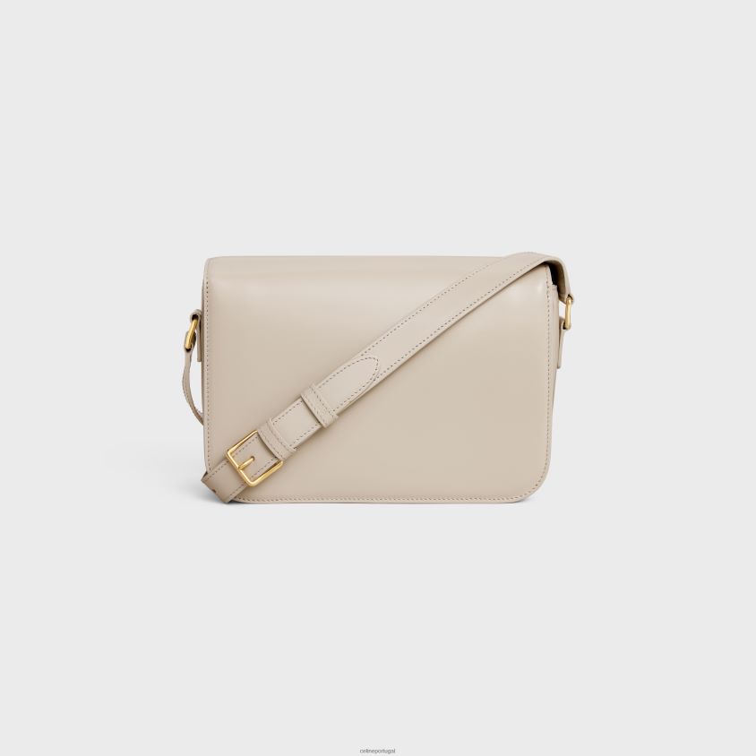 mulheres acessórios CELINE bolsa clássica triomphe em couro de bezerro brilhante pedra clara T204R44