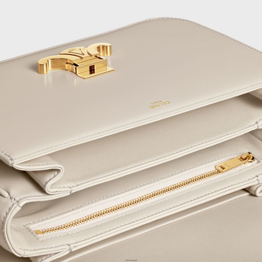 mulheres acessórios CELINE bolsa clássica triomphe em couro de bezerro brilhante pedra clara T204R44