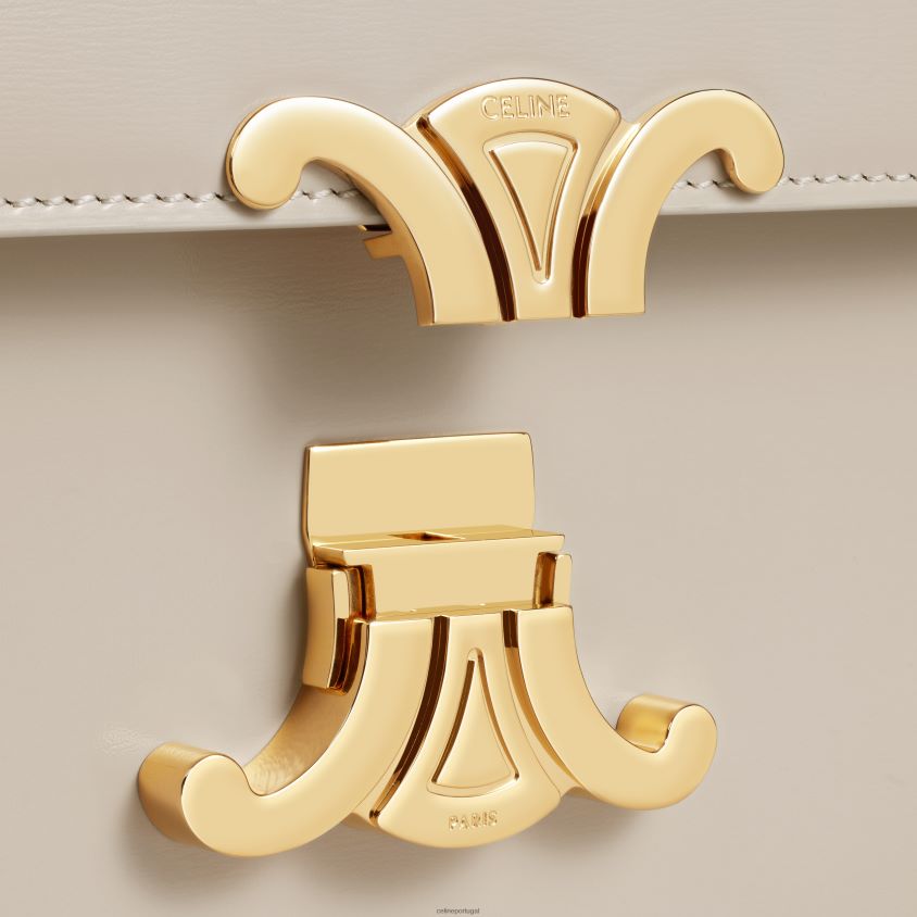 mulheres acessórios CELINE bolsa clássica triomphe em couro de bezerro brilhante pedra clara T204R44