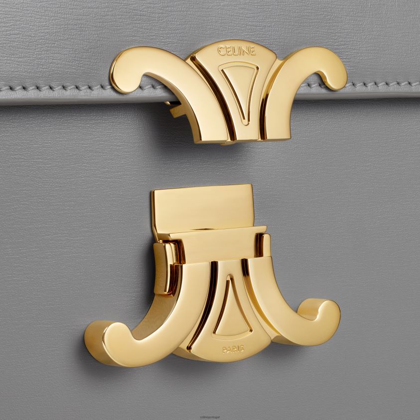 mulheres acessórios CELINE bolsa clássica triomphe em couro de bezerro brilhante zinco T204R43