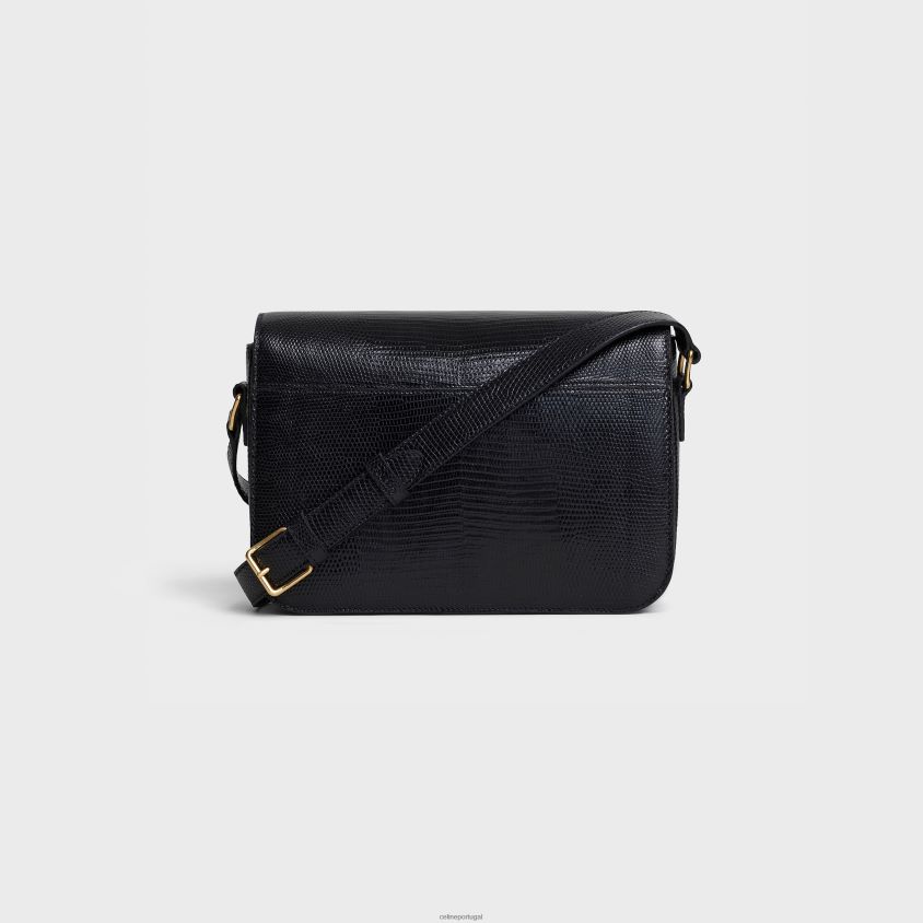 mulheres acessórios CELINE bolsa clássica triomphe em lagarto preto T204R95