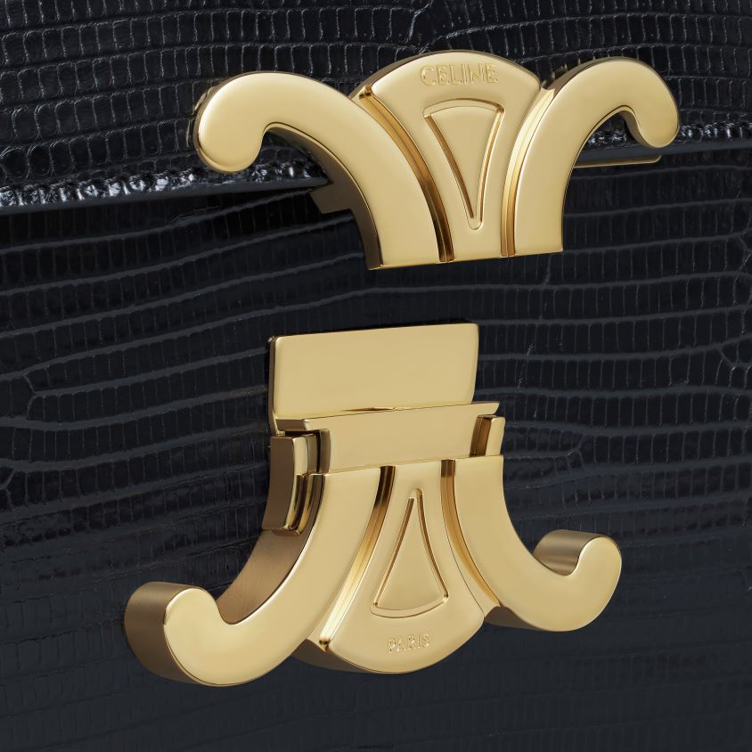 mulheres acessórios CELINE bolsa clássica triomphe em lagarto preto T204R95