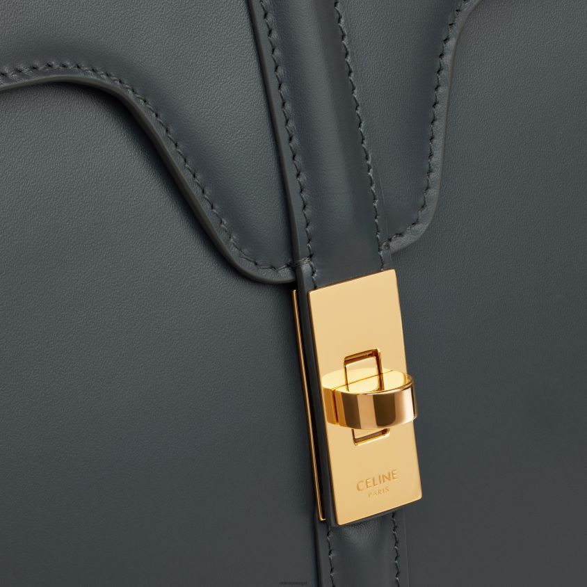 mulheres acessórios CELINE bolsa classique 16 em couro de bezerro acetinado ardósia cinza T204R123