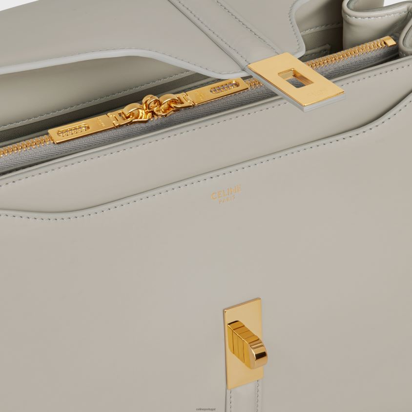 mulheres acessórios CELINE bolsa classique 16 em couro de bezerro acetinado pedra clara T204R121