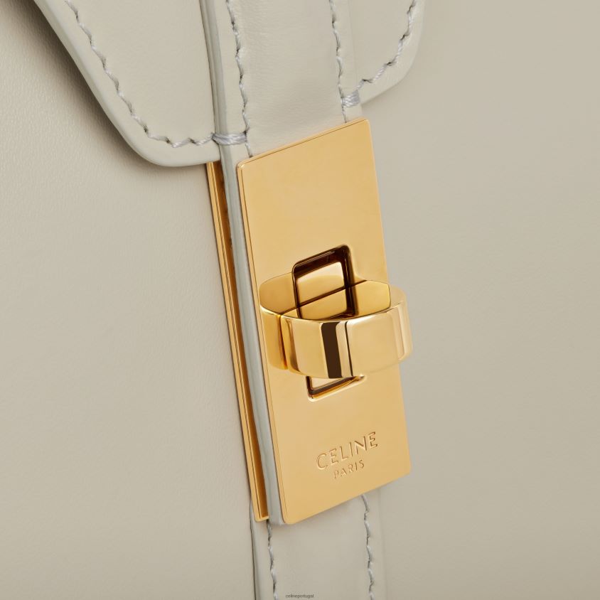 mulheres acessórios CELINE bolsa classique 16 em couro de bezerro acetinado pedra clara T204R121