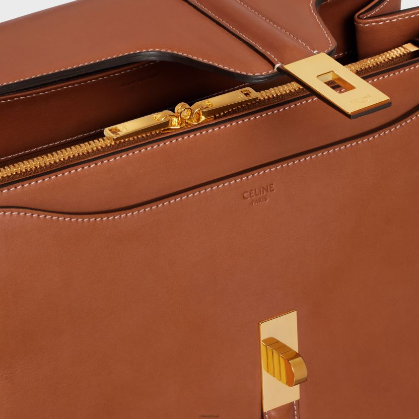 mulheres acessórios CELINE bolsa classique 16 em couro de bezerro natural bronzeado T204R122