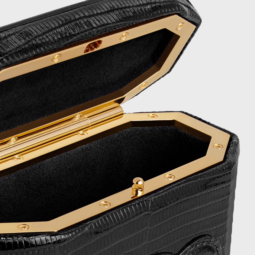 mulheres acessórios CELINE bolsa com fecho cuir triomphe em lagarto preto T204R213