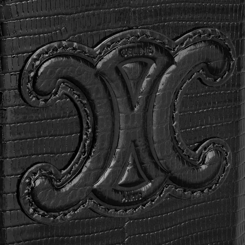 mulheres acessórios CELINE bolsa com fecho cuir triomphe em lagarto preto T204R213