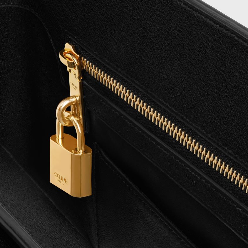 mulheres acessórios CELINE bolsa conti adolescente em couro de bezerro flexível preto T204R77