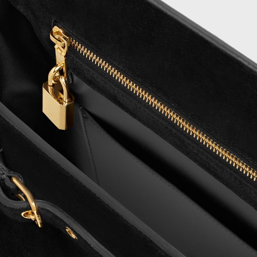 mulheres acessórios CELINE bolsa conti em couro de bezerro camurça preto T204R167