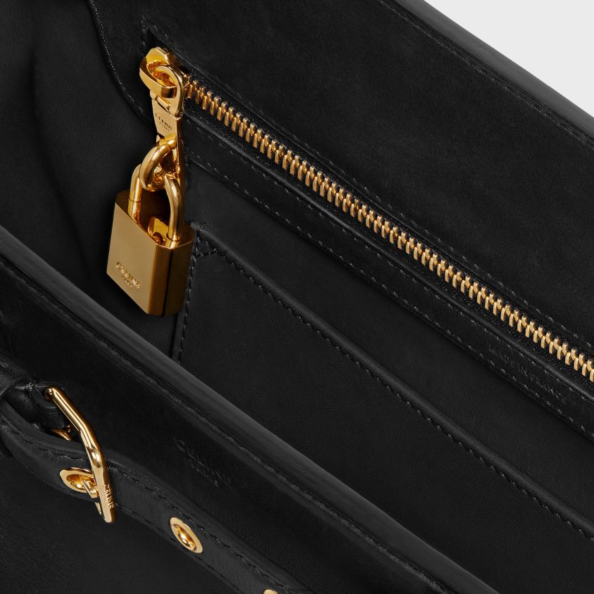 mulheres acessórios CELINE bolsa conti em couro de bezerro natural preto T204R165