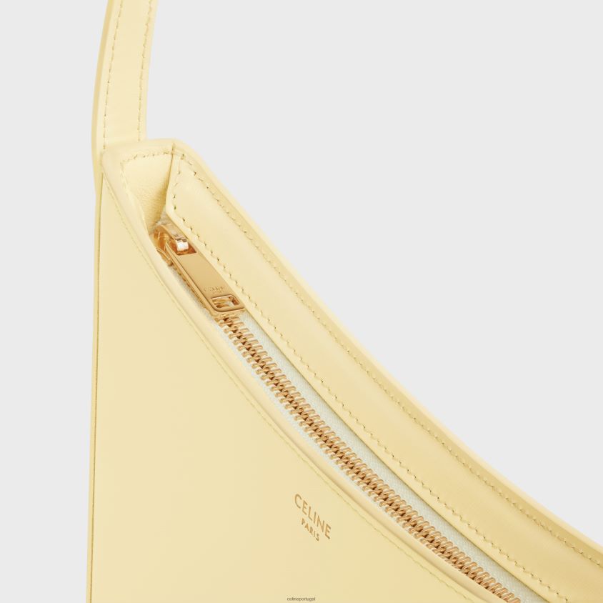 mulheres acessórios CELINE bolsa croque média em couro de bezerro brilhante luz solar T204R295