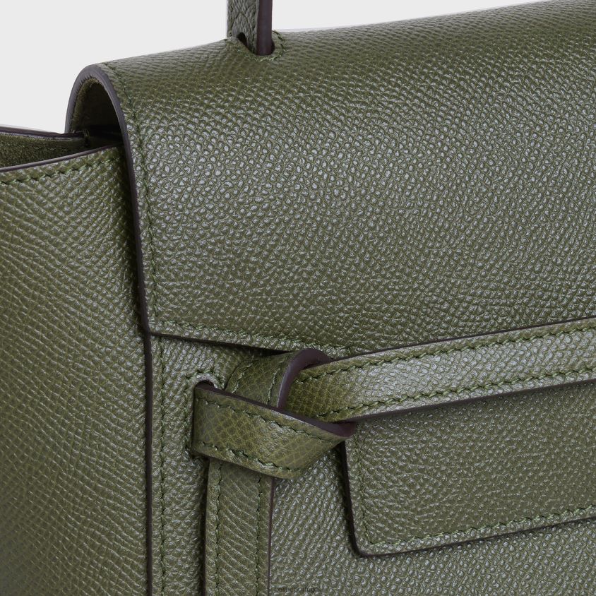 mulheres acessórios CELINE bolsa de cinto nano em couro de bezerro granulado cáqui T204R270