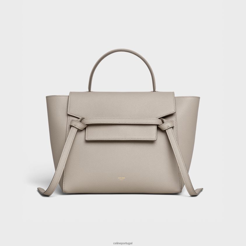mulheres acessórios CELINE bolsa de cintura micro em couro de bezerro granulado cinza claro T204R266