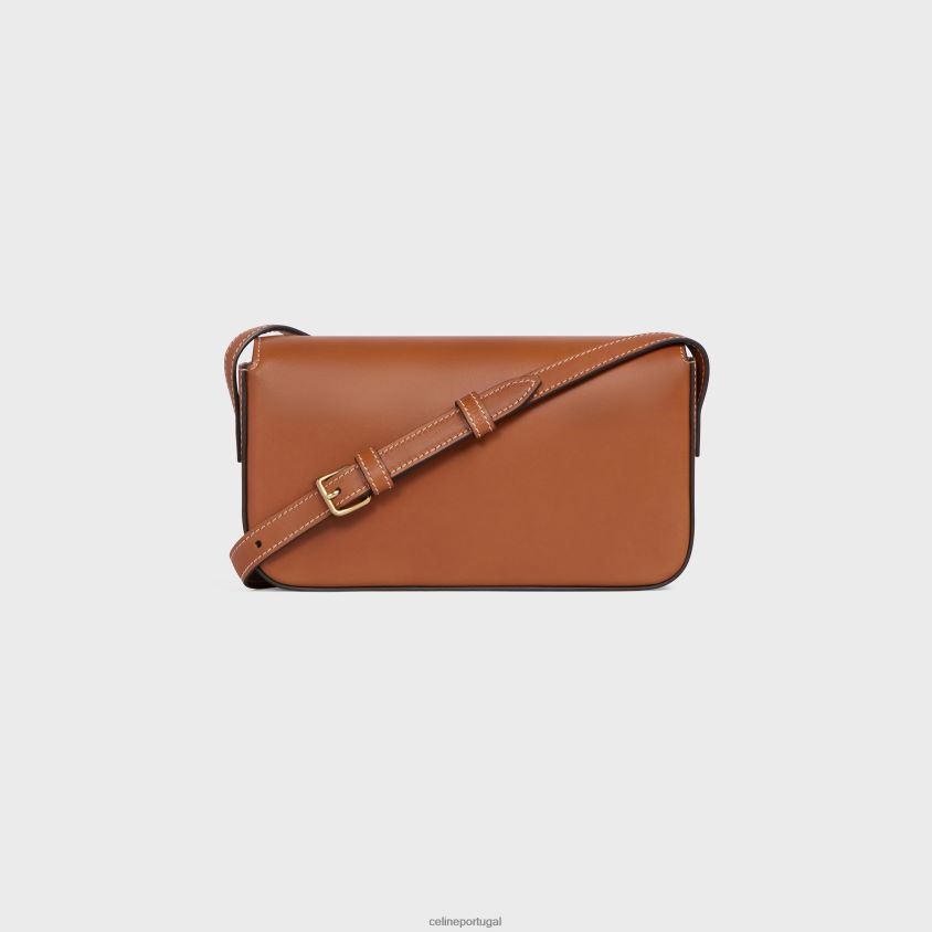 mulheres acessórios CELINE bolsa de ombro Claude em couro de bezerro natural bronzeado T204R54