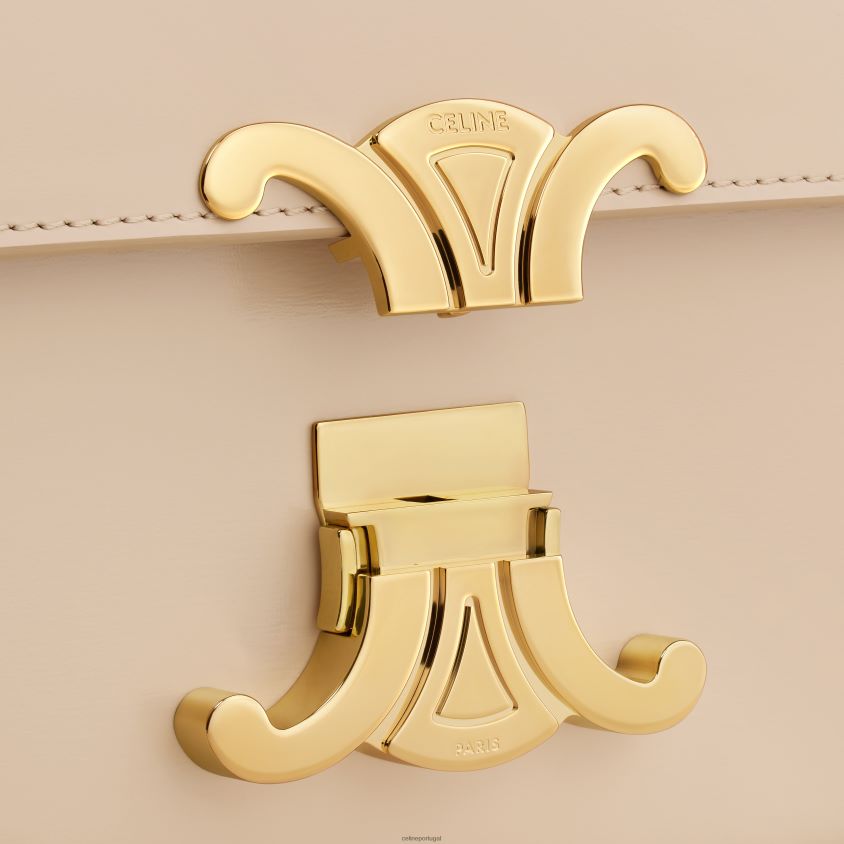 mulheres acessórios CELINE bolsa de ombro com corrente Claude em couro de bezerro brilhante nu T204R180