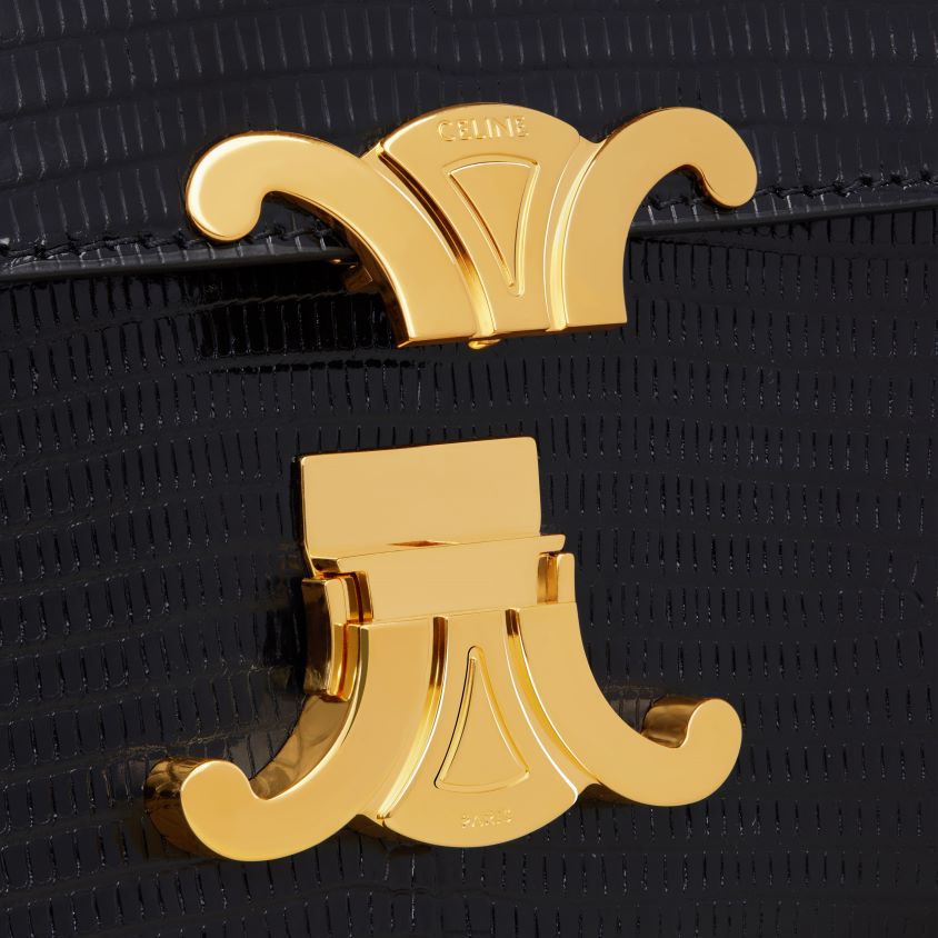 mulheres acessórios CELINE bolsa de ombro com corrente claude em lagarto preto T204R189