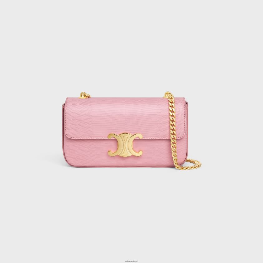 mulheres acessórios CELINE bolsa de ombro com corrente claude em lagarto rosa T204R50