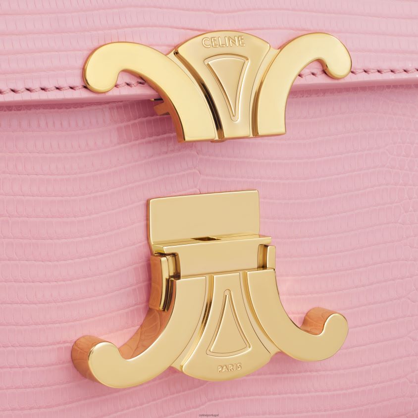 mulheres acessórios CELINE bolsa de ombro com corrente claude em lagarto rosa T204R50