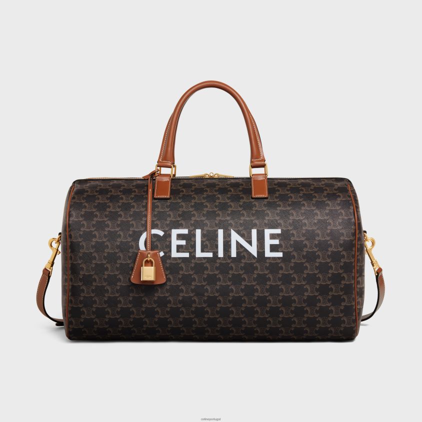 mulheres acessórios CELINE bolsa de viagem média em canvas triomphe com estampa bronzeado T204R231