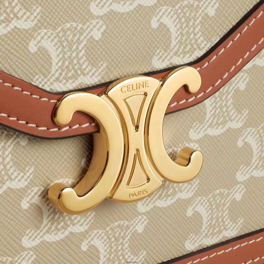 mulheres acessórios CELINE bolsa envelope em lona triomphe e couro de bezerro Greg T204R224