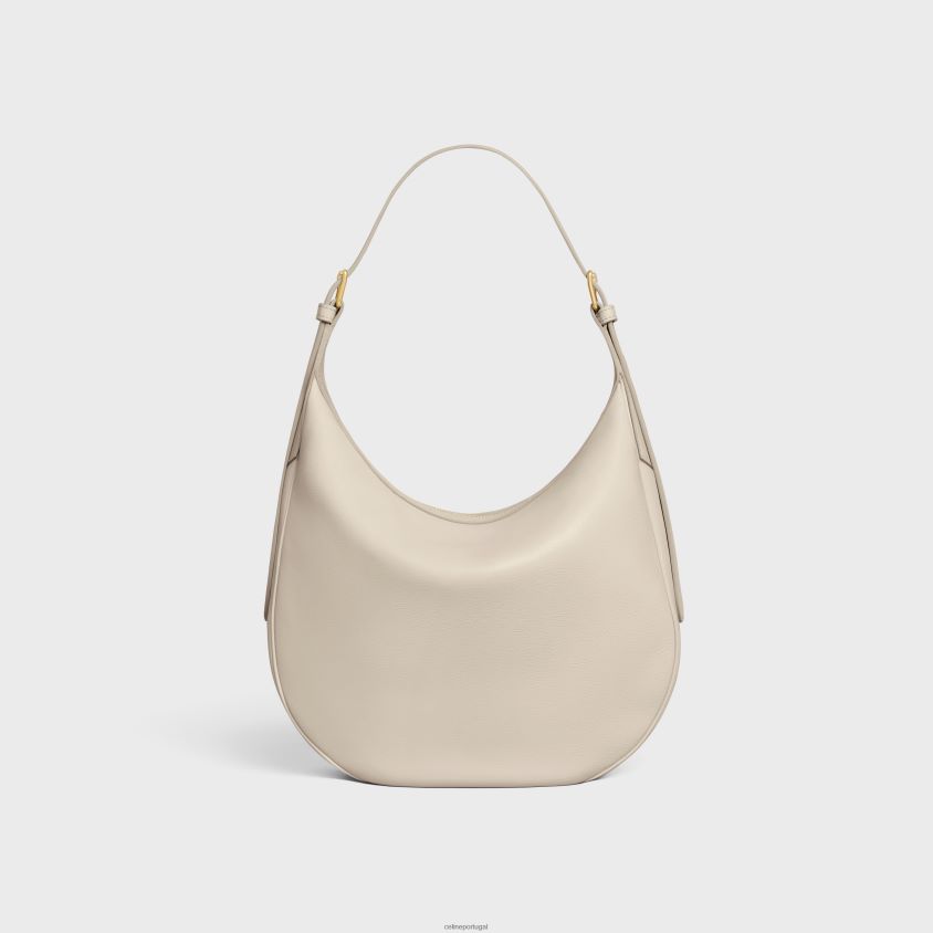 mulheres acessórios CELINE bolsa heloise cuir triomphe em couro de bezerro flexível pedra clara T204R35