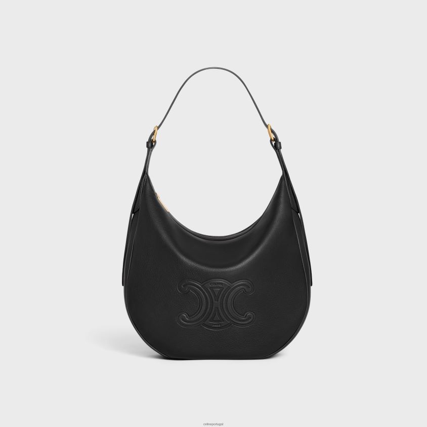 mulheres acessórios CELINE bolsa heloise cuir triomphe em couro de bezerro flexível preto T204R32