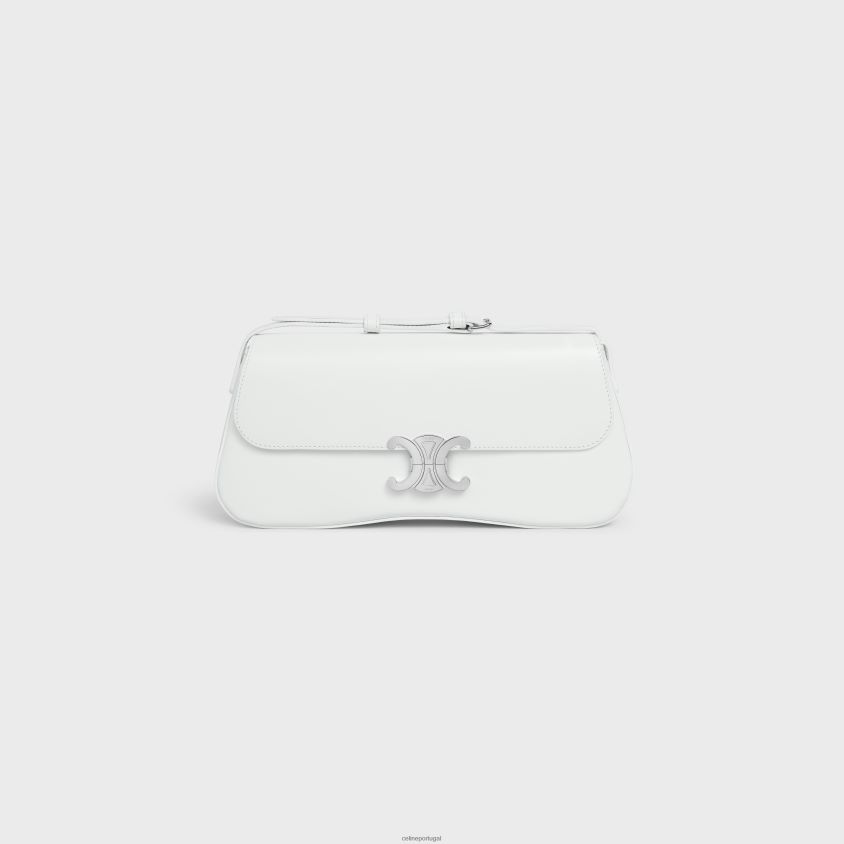 mulheres acessórios CELINE bolsa lola média em couro de bezerro brilhante branco de branco T204R17