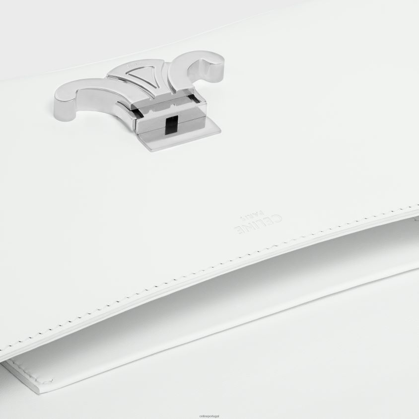 mulheres acessórios CELINE bolsa lola média em couro de bezerro brilhante branco de branco T204R17