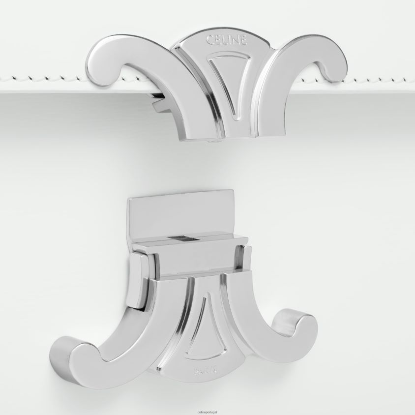 mulheres acessórios CELINE bolsa lola média em couro de bezerro brilhante branco de branco T204R17